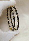 Black and Gold Bamboo Meena kada Bangles for women -JAYDU001BL