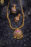 Jaya Lakshmi , Antique Gold Finish Minakari Temple Necklace Set for women -LUCK001MKC
