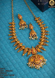 Mallika, Antique Gold Finish Temple Necklace Set with Minakari work -LUCK001MWA