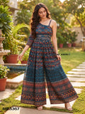 Premium Muslin Silk Printed Padded Jumpsuit with All over Sequins detailing - AURA001JS
