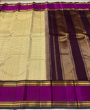 Kangana , Checked Pattern Kanjivaram Silk Saree with Purple Borders ,2 Gram Gold Zari and Pallu -PRS001CKSA