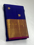Padmavathi , Deep Blue and Magenta combination Kanjivaram Silk Saree with 2 Gram Gold Zari and Pallu -PRS001CKSB