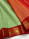 Anuradha, Green Checked Pattern Kanjivaram Silk Saree with Red Borders and Pallu -PRS001CKS