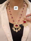 Darshana , New Premium  Sunehri kundan  with stones and beads designer Pendant set with earrings -JAYDU001PS