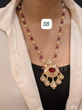 Darshana , New Premium  Sunehri kundan  with stones and beads designer Pendant set with earrings -JAYDU001PS