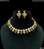 Jannet , Gold Finish elegant Polki Necklace Set for women -JAYDU001SA