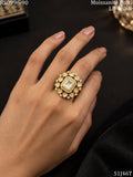 Malini , Gold Finish Moissonite Polki Finger Ring for women -JAYDU001FR