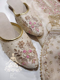 Pink Love , Embroidered Chanderi Shirt with Gota Patti, Zardozi &amp; Pearl Work with Potli and Jutti -SANWA001PCS