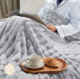 Magnum Textured Ribbed Design Rabbit Fur Sherpa Blanket Cum Dohar by RB-RB001SBE