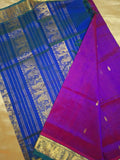 Vadamalli with Peocock Blue Border Pure Silk Cotton 6 yards Handloom saree with Rich Ramayan Border and Rich Pallu with Butta-SRI001CS