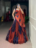 Suhana , Designed for festive twirls Rayon and Tussar Silk lehenga with traditional Gamthi detailing -SSS001RT