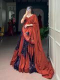 Suhana , Designed for festive twirls Rayon and Tussar Silk lehenga with traditional Gamthi detailing -SSS001RT