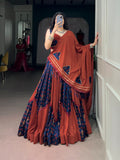 Suhana , Designed for festive twirls Rayon and Tussar Silk lehenga with traditional Gamthi detailing -SSS001RT