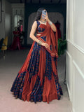 Suhana , Designed for festive twirls Rayon and Tussar Silk lehenga with traditional Gamthi detailing -SSS001RT