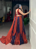 Suhana , Designed for festive twirls Rayon and Tussar Silk lehenga with traditional Gamthi detailing -SSS001RT