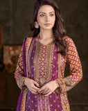 Gorgeous 'C ' cut kurta paired with  Sarara in pure crepe fabric with statement print intricate hand embroidered neckline Duppatta - FOF001PO