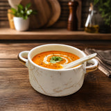 Elegant Soup set Made from premium porcelain with Spoons and Wooden Tray -CP001SBC
