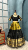 Padmini , Kanjivaram and Tissue Silk Combination Half Saree / Lehenga Choli / Dawani for Women -TREND001HS