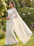 Pure  Soft Net Saree With Beautiful Original Beads Work with Fancy Moti Lace  work border -FOF001WS