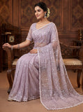 Pure  Soft Net Saree With Beautiful Original Beads Work with Fancy Moti Lace  work border -FOF001SB