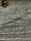 Pure  Soft Net Saree With Beautiful Original Beads Work with Fancy Moti Lace  work border -FOF001SA
