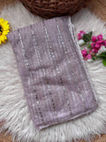 Pure  Soft Net Saree With Beautiful Original Beads Work with Fancy Moti Lace  work border -FOF001SB