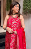 Suhani , Karwachauth 2026 Special Premium Silk Brocade Detailing Kurti with intricate handwork , Pants and Duppatta - DP001KW