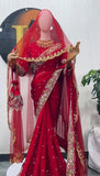 Suhagan , Karwa chauth Special Red Color Saree with Dupatta  for women -JAYDU001RS
