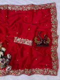 Suhagan , Karwa chauth Special Red Color Saree with Dupatta  for women -JAYDU001RS