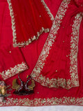 Suhagan , Karwa chauth Special Red Color Saree with Dupatta  for women -JAYDU001RS