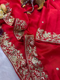 Suhagan , Karwa chauth Special Red Color Saree with Dupatta  for women -JAYDU001RS