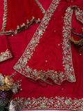 Suhagan , Karwa chauth Special Red Color Saree with Dupatta  for women -JAYDU001RS