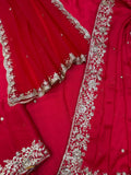Suhagan , Karwa chauth Special Red Color Saree with Dupatta  for women -JAYDU001RS