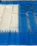 Anushka , White and Blue color combination Kanjivaram Silk Saree for women -SACHI001WB