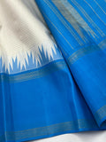 Anushka , White and Blue color combination Kanjivaram Silk Saree for women -SACHI001WB