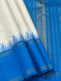 Anushka , White and Blue color combination Kanjivaram Silk Saree for women -SACHI001WB