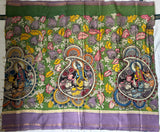 Soundarya ,  Traditional Pen Kalamkari Village Theme Design Banglore silk saree for women -SACHI001PJV
