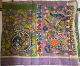 Soundarya ,  Traditional Pen Kalamkari Village Theme Design Banglore silk saree for women -SACHI001PJV