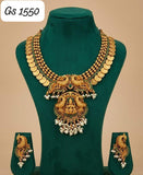 Jayabarathi , Antique Gold Finish Temple Necklace Set for women -NEER001TNJ