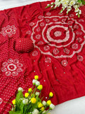 Exclusive fancy collection satin moss  saree with 2500 mirror all over Ajrakh -VIVA001FSC