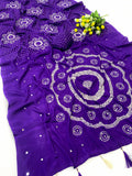 Exclusive fancy collection satin moss  saree with 2500 mirror all over Ajrakh -VIVA001FSD