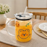 Set of 2 , Premium quality transparent glass tumbler with cute printed design-CP001GTD