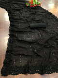 Bollywood Diva Priyanka Chopra inspired Beautiful Soft Georgette Saree With 5mm Sequins Embroidery -SLC001BSS
