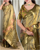 Chandana , Golden Glass Tissue Silk Saree for women -DP001TSS