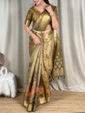 Chandana , Golden Glass Tissue Silk Saree for women -DP001TSS