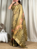 Chandana , Golden Glass Tissue Silk Saree for women -DP001TSS