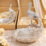Set of 10 , Silver Plated Peacock Platter with Seude Box Packing for Gifting This Diwali 2026 - VI001PP