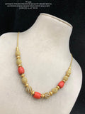 Sangini , Antique Gold Polish Premium Brass Metal Golden Beads and Coral Necklace -LUCK001CNA
