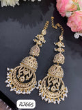 Umrao Jaan , elegant Gold Jewelry Finish Jumka studded with Pearls with Kanchain -JAYDU001BTJP