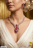 Mahisha , Elegant Victorian Finish Designer Ruby Necklace Set for Women -JAYDU001RNS